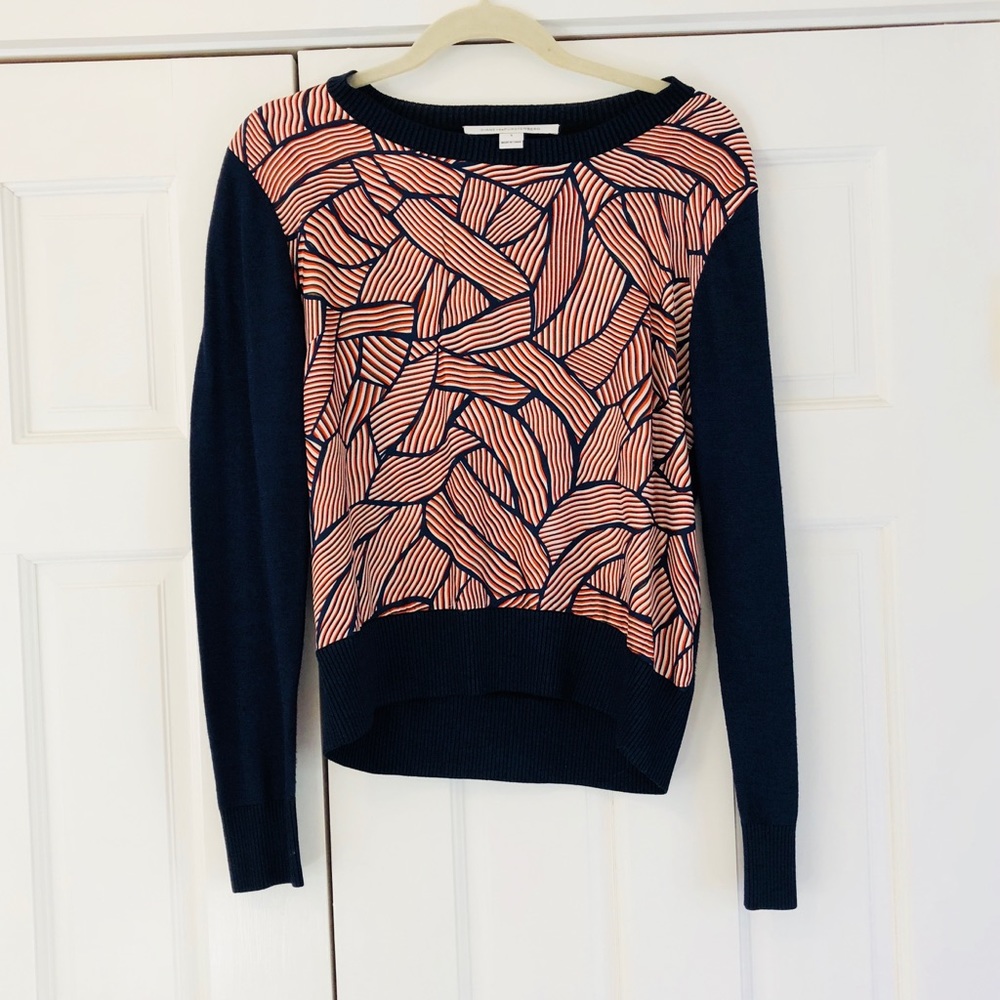 New $300 Dvf Orla Wool Silk Print Orla Sweater S View 4